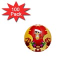 Funny, Cute Christmas Owl  With Christmas Hat 1  Mini Magnets (100 pack) 