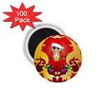 Funny, Cute Christmas Owl  With Christmas Hat 1.75  Magnets (100 pack) 