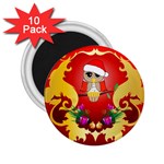 Funny, Cute Christmas Owl  With Christmas Hat 2.25  Magnets (10 pack) 