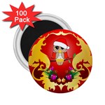 Funny, Cute Christmas Owl  With Christmas Hat 2.25  Magnets (100 pack)  Front