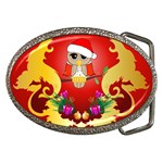 Funny, Cute Christmas Owl  With Christmas Hat Belt Buckles