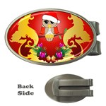 Funny, Cute Christmas Owl  With Christmas Hat Money Clips (Oval) 