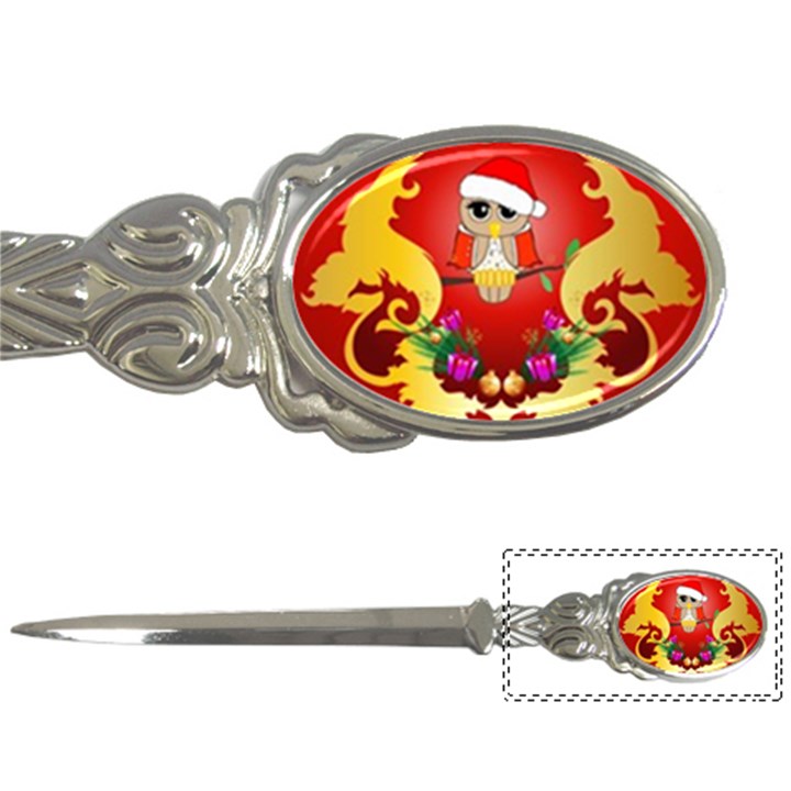 Funny, Cute Christmas Owl  With Christmas Hat Letter Openers