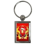 Funny, Cute Christmas Owl  With Christmas Hat Key Chains (Rectangle)  Front