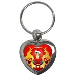 Funny, Cute Christmas Owl  With Christmas Hat Key Chains (Heart)  Front