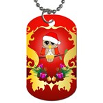 Funny, Cute Christmas Owl  With Christmas Hat Dog Tag (One Side)