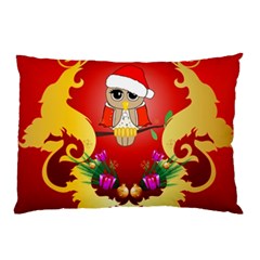 Funny, Cute Christmas Owl  With Christmas Hat Pillow Cases