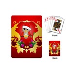 Funny, Cute Christmas Owl  With Christmas Hat Playing Cards (Mini)  Back