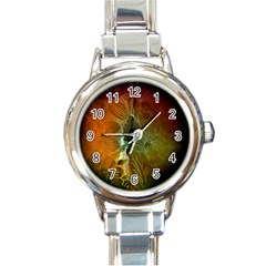 Beautiful Abstract Floral Design Round Italian Charm Watches