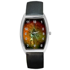 Beautiful Abstract Floral Design Barrel Metal Watches