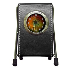 Beautiful Abstract Floral Design Pen Holder Desk Clocks