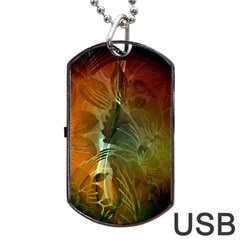 Beautiful Abstract Floral Design Dog Tag Usb Flash (two Sides) 