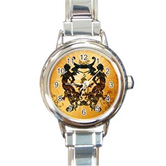 Clef With Awesome Figurative And Floral Elements Round Italian Charm Watches