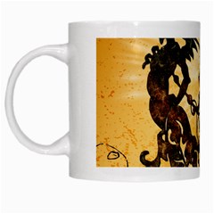 Clef With Awesome Figurative And Floral Elements White Mugs by FantasyWorld7