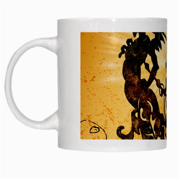 Clef With Awesome Figurative And Floral Elements White Mugs