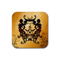 Clef With Awesome Figurative And Floral Elements Rubber Coaster (square)  by FantasyWorld7