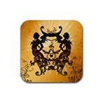 Clef With Awesome Figurative And Floral Elements Rubber Coaster (Square)  Front