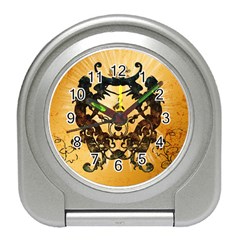 Clef With Awesome Figurative And Floral Elements Travel Alarm Clocks