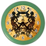 Clef With Awesome Figurative And Floral Elements Color Wall Clocks Front