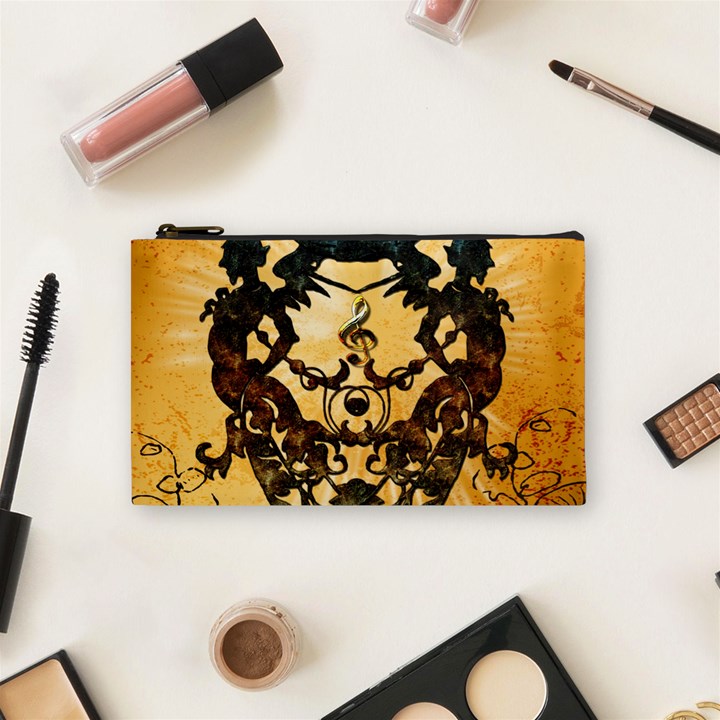 Clef With Awesome Figurative And Floral Elements Cosmetic Bag (Small) 