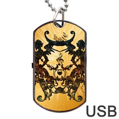 Clef With Awesome Figurative And Floral Elements Dog Tag Usb Flash (one Side)