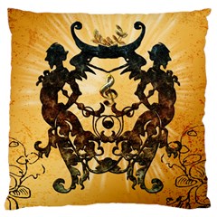 Clef With Awesome Figurative And Floral Elements Large Cushion Cases (one Side) 