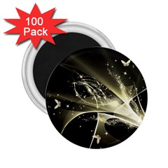 Awesome Glowing Lines With Beautiful Butterflies On Black Background 2 25  Magnets (100 Pack) 