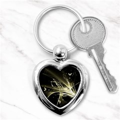 Awesome Glowing Lines With Beautiful Butterflies On Black Background Key Chains (Heart) 