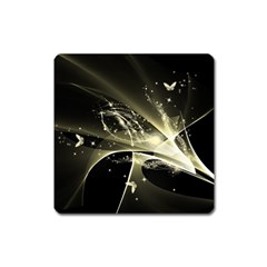 Awesome Glowing Lines With Beautiful Butterflies On Black Background Square Magnet