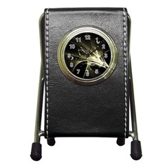 Awesome Glowing Lines With Beautiful Butterflies On Black Background Pen Holder Desk Clocks by FantasyWorld7