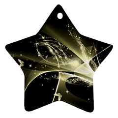 Awesome Glowing Lines With Beautiful Butterflies On Black Background Star Ornament (two Sides)  by FantasyWorld7