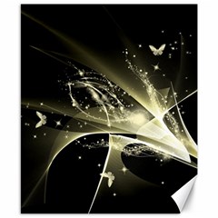 Awesome Glowing Lines With Beautiful Butterflies On Black Background Canvas 8  X 10 