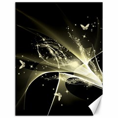 Awesome Glowing Lines With Beautiful Butterflies On Black Background Canvas 12  X 16  