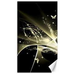 Awesome Glowing Lines With Beautiful Butterflies On Black Background Canvas 40  X 72   by FantasyWorld7