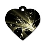 Awesome Glowing Lines With Beautiful Butterflies On Black Background Dog Tag Heart (One Side) Front