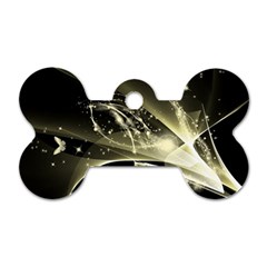 Awesome Glowing Lines With Beautiful Butterflies On Black Background Dog Tag Bone (two Sides)