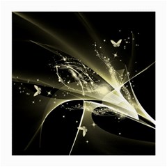 Awesome Glowing Lines With Beautiful Butterflies On Black Background Medium Glasses Cloth (2-side)