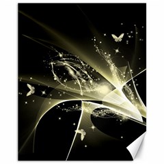 Awesome Glowing Lines With Beautiful Butterflies On Black Background Canvas 11  X 14  