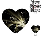 Awesome Glowing Lines With Beautiful Butterflies On Black Background Multi-purpose Cards (Heart)  Back 2