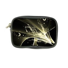 Awesome Glowing Lines With Beautiful Butterflies On Black Background Coin Purse