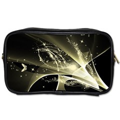 Awesome Glowing Lines With Beautiful Butterflies On Black Background Toiletries Bags