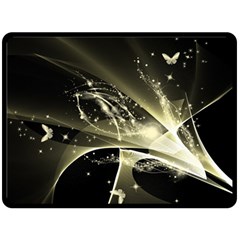 Awesome Glowing Lines With Beautiful Butterflies On Black Background Fleece Blanket (large) 