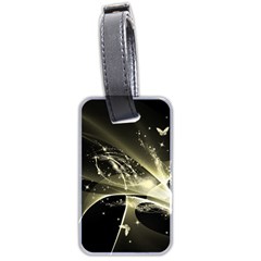 Awesome Glowing Lines With Beautiful Butterflies On Black Background Luggage Tags (two Sides)