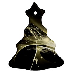 Awesome Glowing Lines With Beautiful Butterflies On Black Background Ornament (Christmas Tree)