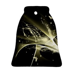 Awesome Glowing Lines With Beautiful Butterflies On Black Background Ornament (Bell) 