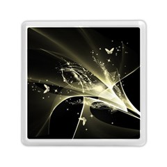 Awesome Glowing Lines With Beautiful Butterflies On Black Background Memory Card Reader (Square) 