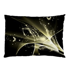 Awesome Glowing Lines With Beautiful Butterflies On Black Background Pillow Cases (two Sides)