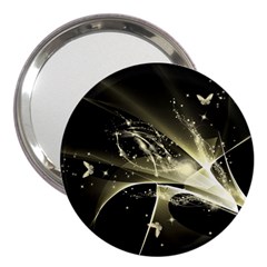 Awesome Glowing Lines With Beautiful Butterflies On Black Background 3  Handbag Mirrors