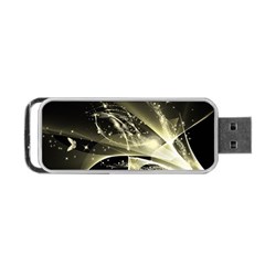 Awesome Glowing Lines With Beautiful Butterflies On Black Background Portable Usb Flash (one Side) by FantasyWorld7