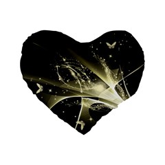 Awesome Glowing Lines With Beautiful Butterflies On Black Background Standard 16  Premium Heart Shape Cushions